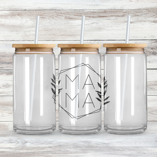Mama 16 Oz Glass Coffee Cup