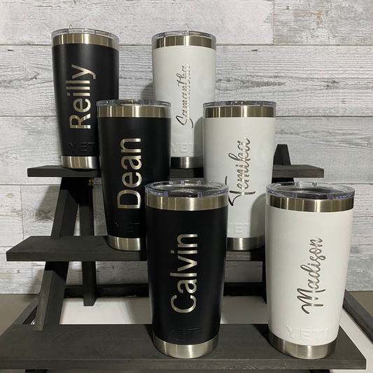 Custom, Laser Engraved, 20 oz Powder Coated Insulated Tumbler